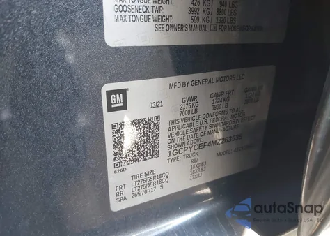 2021 Chevrolet Silverado 1500 4Wd Short Bed Custom Trail Boss from USA, damaged, VIN 1GCPYCEF4MZ263535